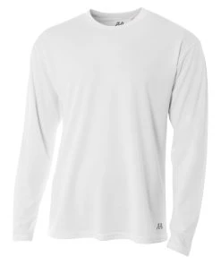 A4 Mens Long Sleeve Crew Birds Eye Mesh Volleyball Tee