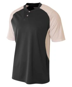 A4 Youth 2 Button Henley Contrast Stretch Mesh Volleyball Tee