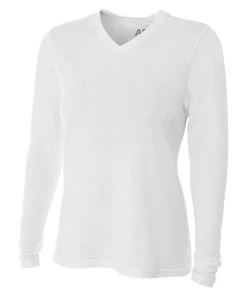 A4 Womens Long Sleeve Fusion Performance V Neck Volleyball Top