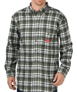 Dickies Mens Flame Resistant Long Sleeve Plaid Shirt