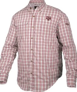 Drake Texas A&M Gingham Plaid Wingshooter's Shirt Long Sleeve