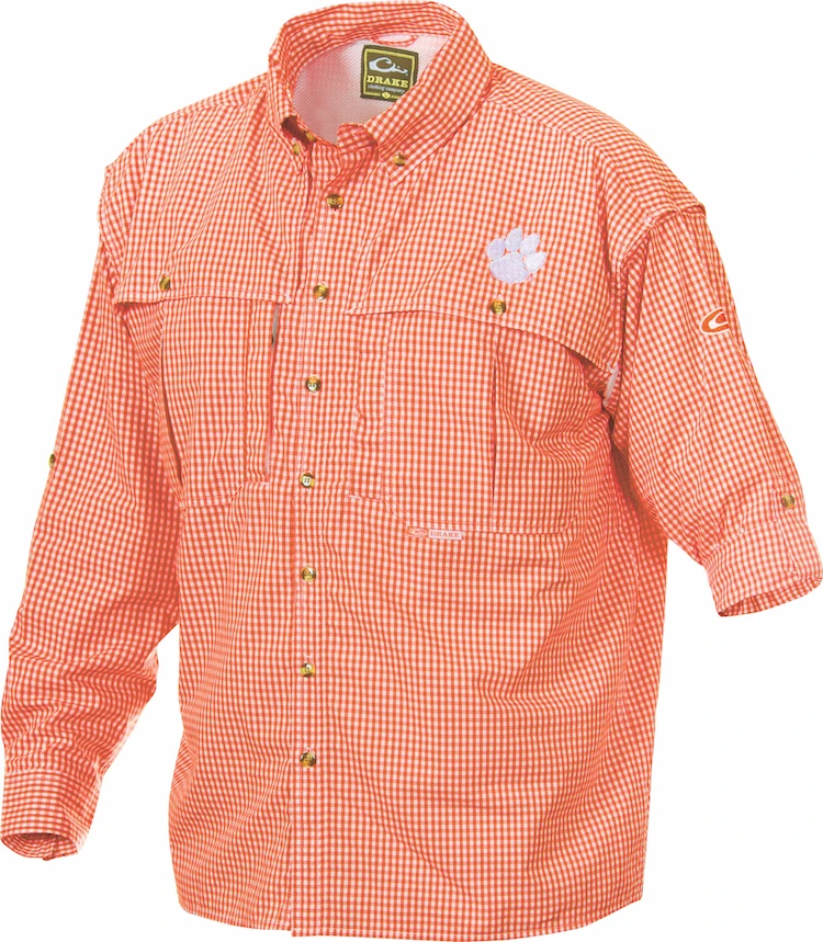 Drake Clemson Plaid Wingshooter's Shirt Long Sleeve
