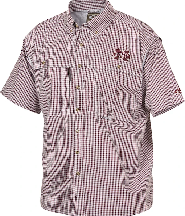 Drake Mississippi State Plaid Wingshooter's Shirt Short Sleeve