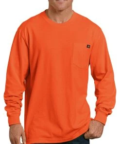 Dickies Mens Long Sleeve Heavyweight Neon Crewneck T-Shirt