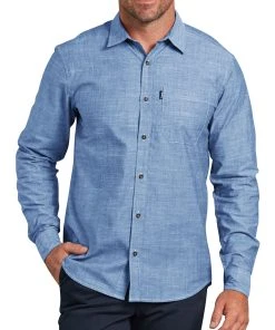 Dickies Mens X-Series Modern Fit Long Sleeve Chambray Shirt
